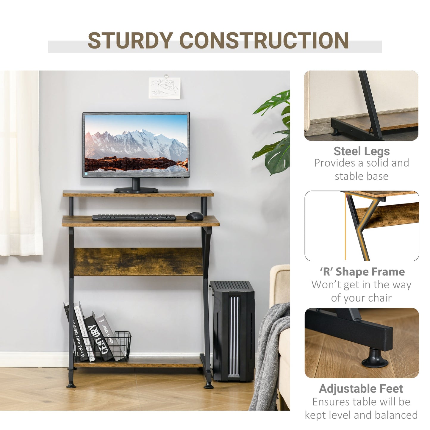 Industrial Computer Desk with Storage