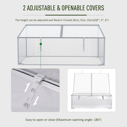 Garden Polycarbonate Cold Frame Greenhouse Grow House Flower Vegetable Plants Bed Aluminium Frame 99L x 60W x 44H cm