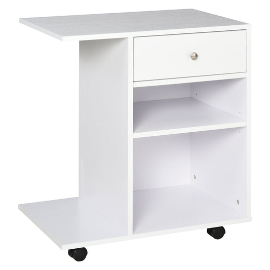 Vinsetto Mobile Printer Stand Rolling Cart Desk Side with CPU Stand Drawer Adjustable Shelf and Wheels White