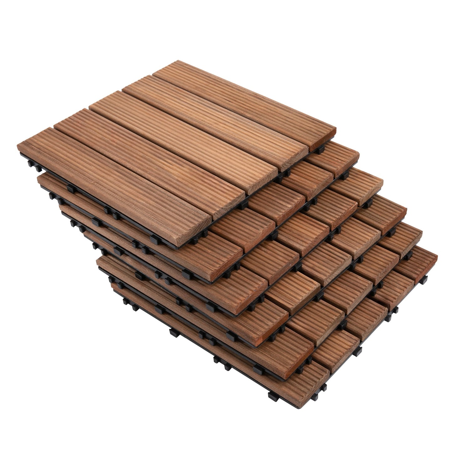 27-Piece Solid Wood Interlocking Decking Tiles For Patio