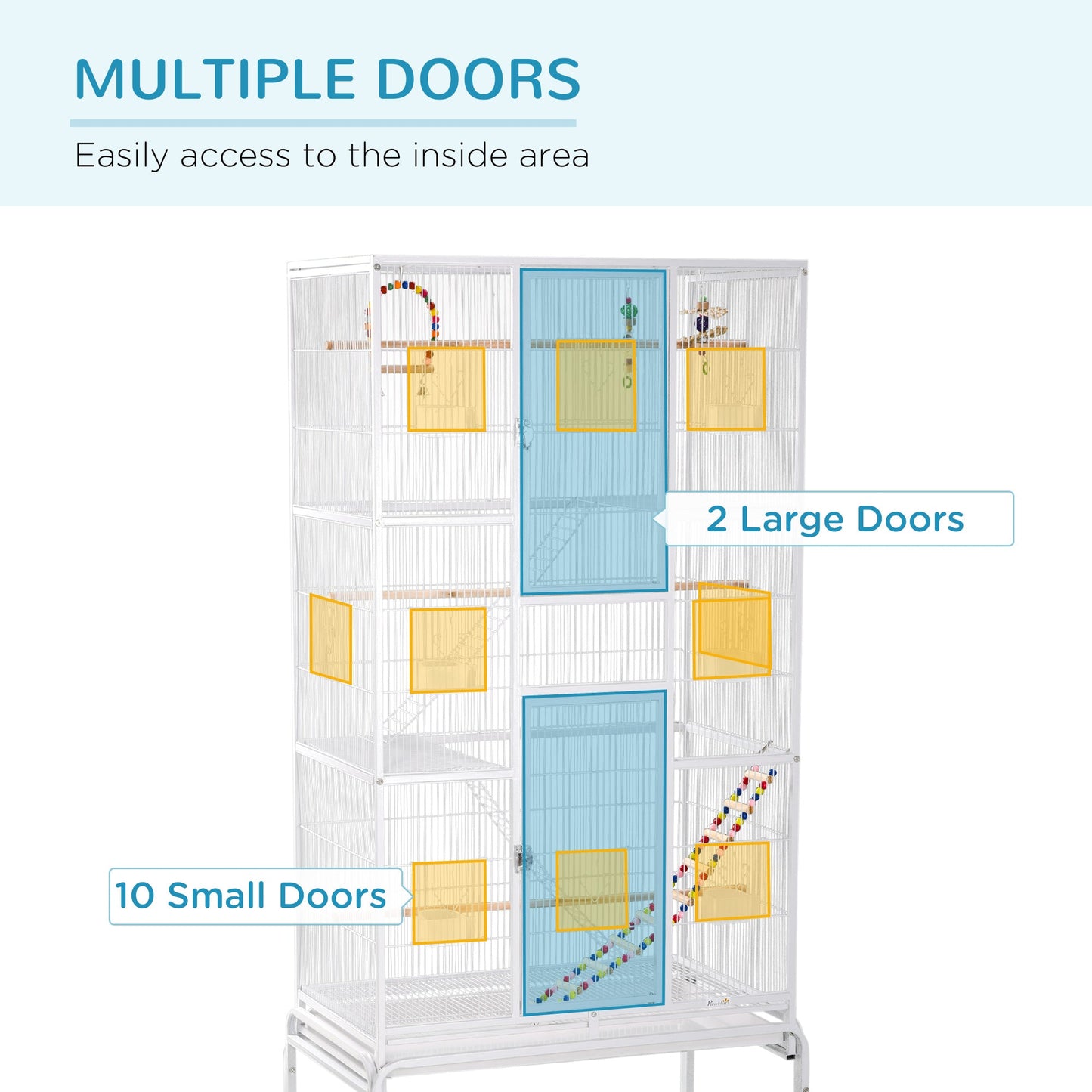 Grille 180cm Bird Cage Wheeled White by Pawhut