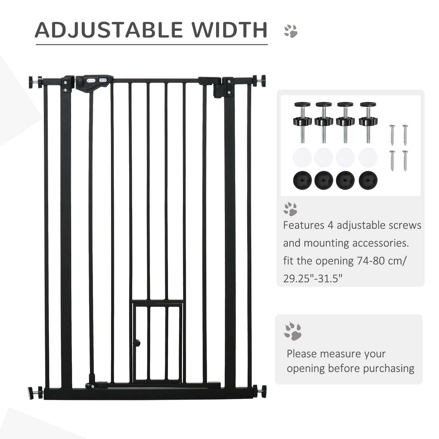 PawHut Extra Tall Dog Gate with Cat Door