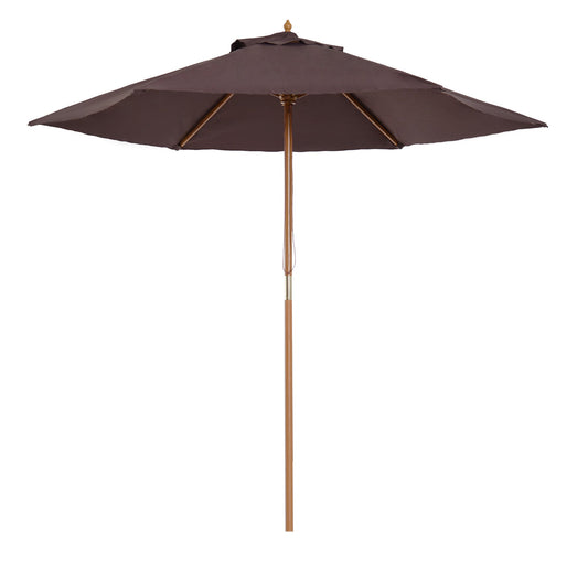 2.5 m Wooden Parasol Sun Shade-Coffee