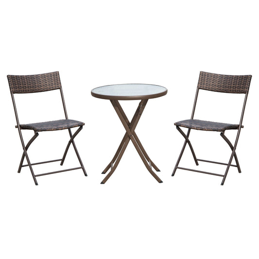 2 Seater Wicker Rattan Bistro Set-Brown