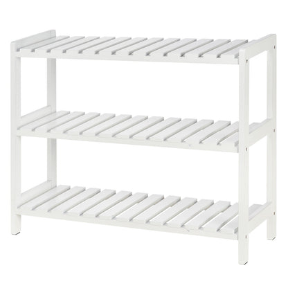 Medium-density fibreboard 3-Tier Slatted Shoe Rack White