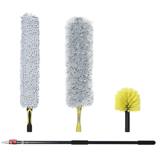 4-Pieces Extendable Feather Duster with Aluminium Telescopic Pole 54" -138"