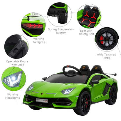 Lamborghini SVJ 12V Kids Electric Ride On Car Sport Racing Toy RC for 3-8 Yrs