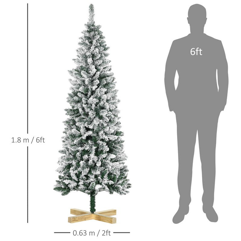 6ft Christmas Tree Artificial - White Frosted Green 630 Tips