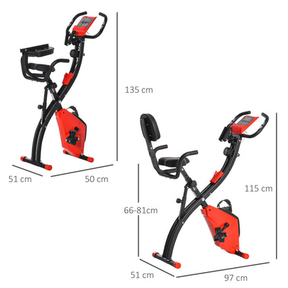 2-In-1 Upright Exercise Bike Adjustable Resistance Fitness Home Cycle Red