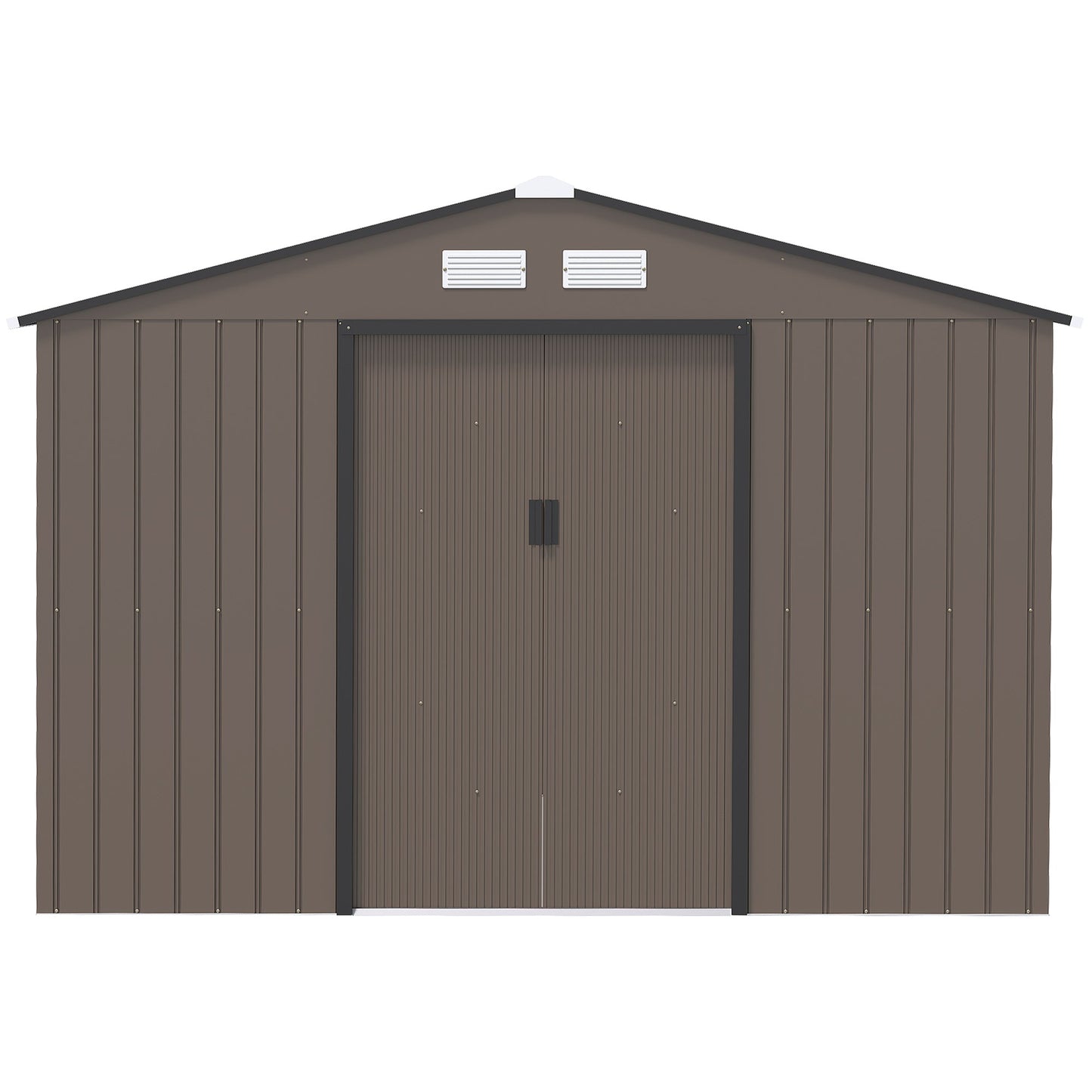 Galvanised 9 x 6' Double Door Apex Garden Shed With Ventilation Steel Brown by Steadfast