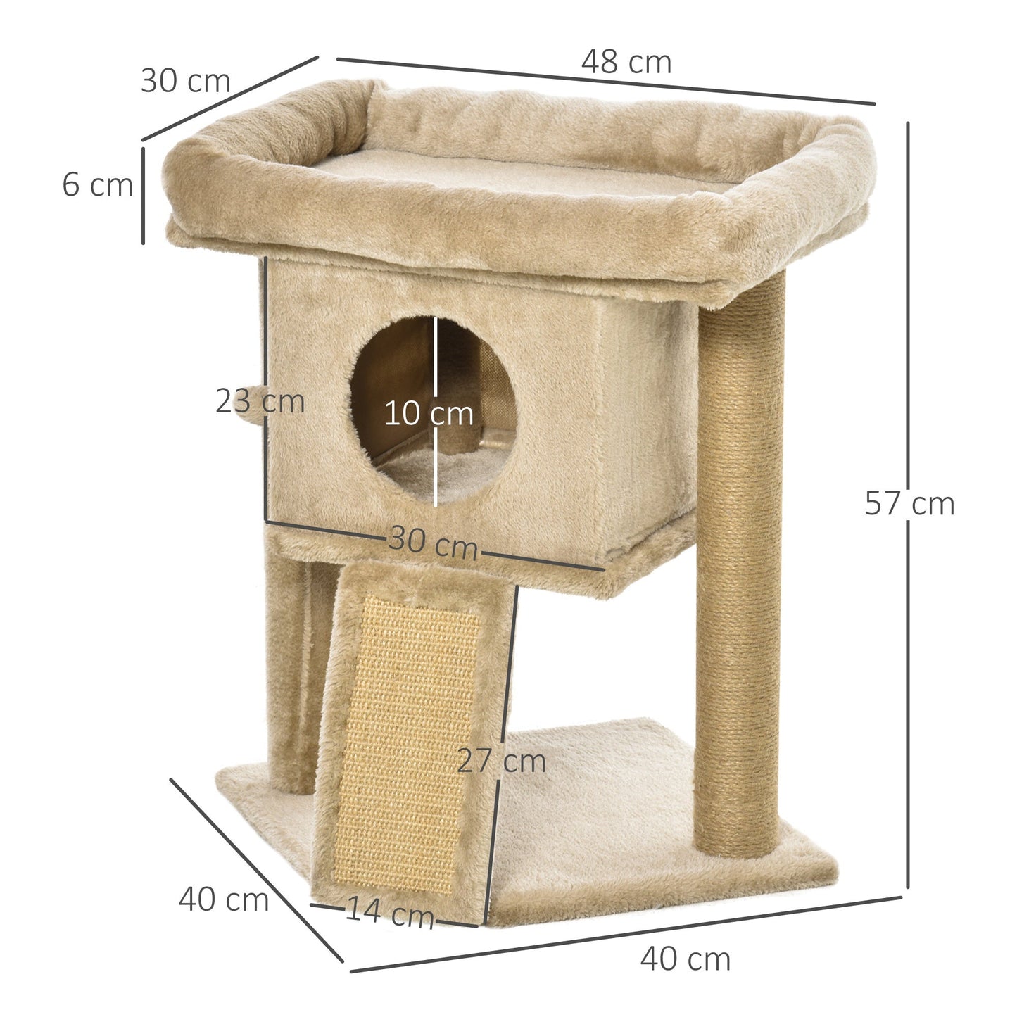 PawHut Cat Tree for Indoor Cats Kitten Tower Climbing Activity Centre Furniture w/ Jute Scratching Pad