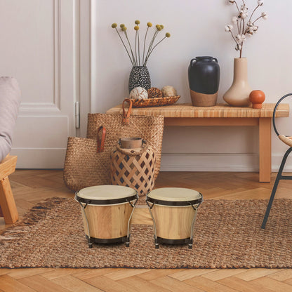 Sheepskin Bongo Drums w/ Tuning Wrench