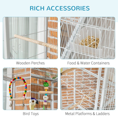 Grille 180cm Bird Cage Wheeled White by Pawhut