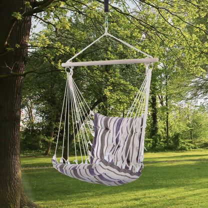 Outdoor Hanging Rope Chair with Soft Padded Seat & Backrest