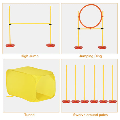 Pawhut Portable Pet Agility Training Obstacle Set For Dogs W/ Adjustable High Jumping Pole