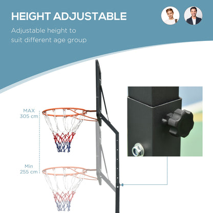 Steel Basketball Stand Height Adjustable Hoop Backboard Black