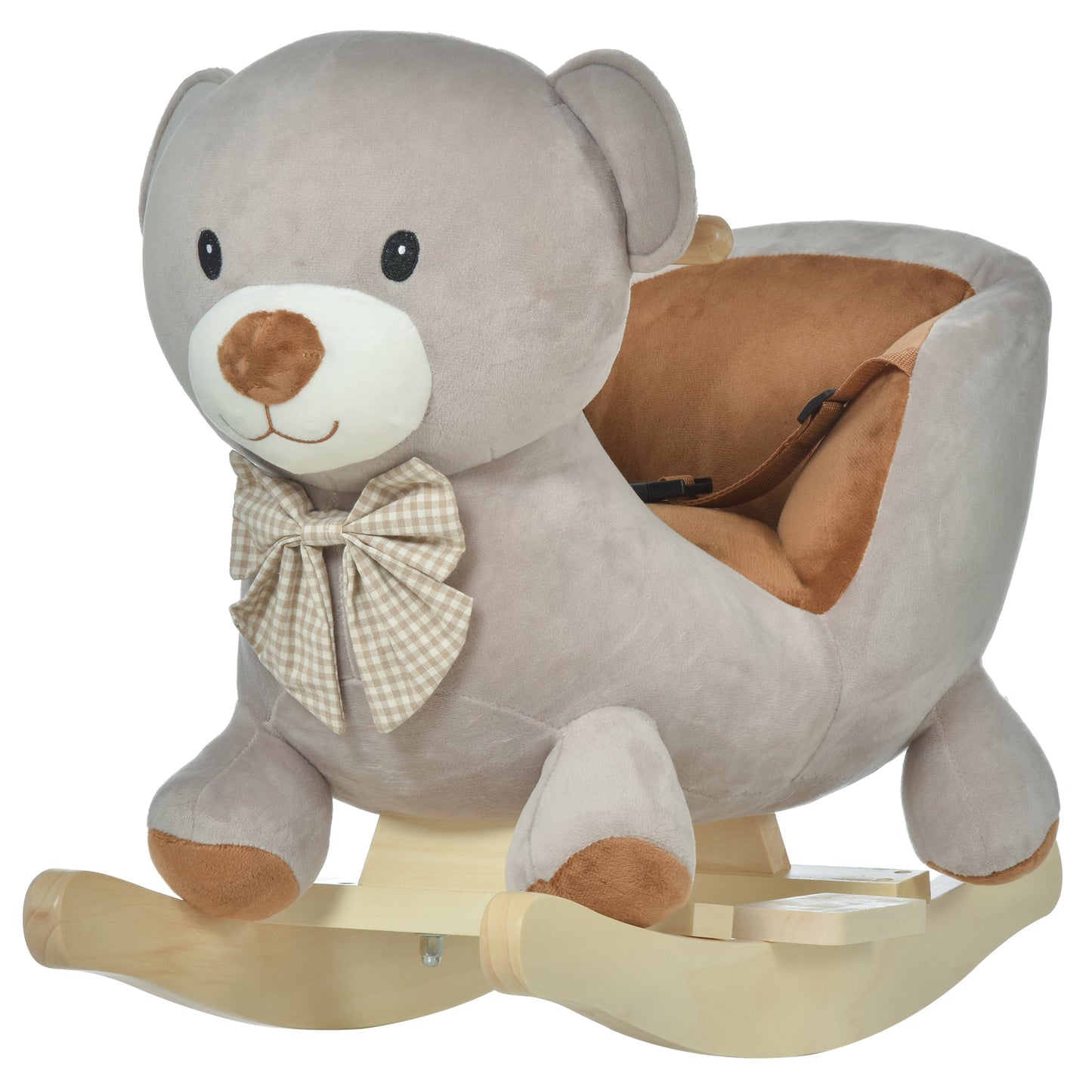 Toddlers Plush Bear Rocking Horse Grey