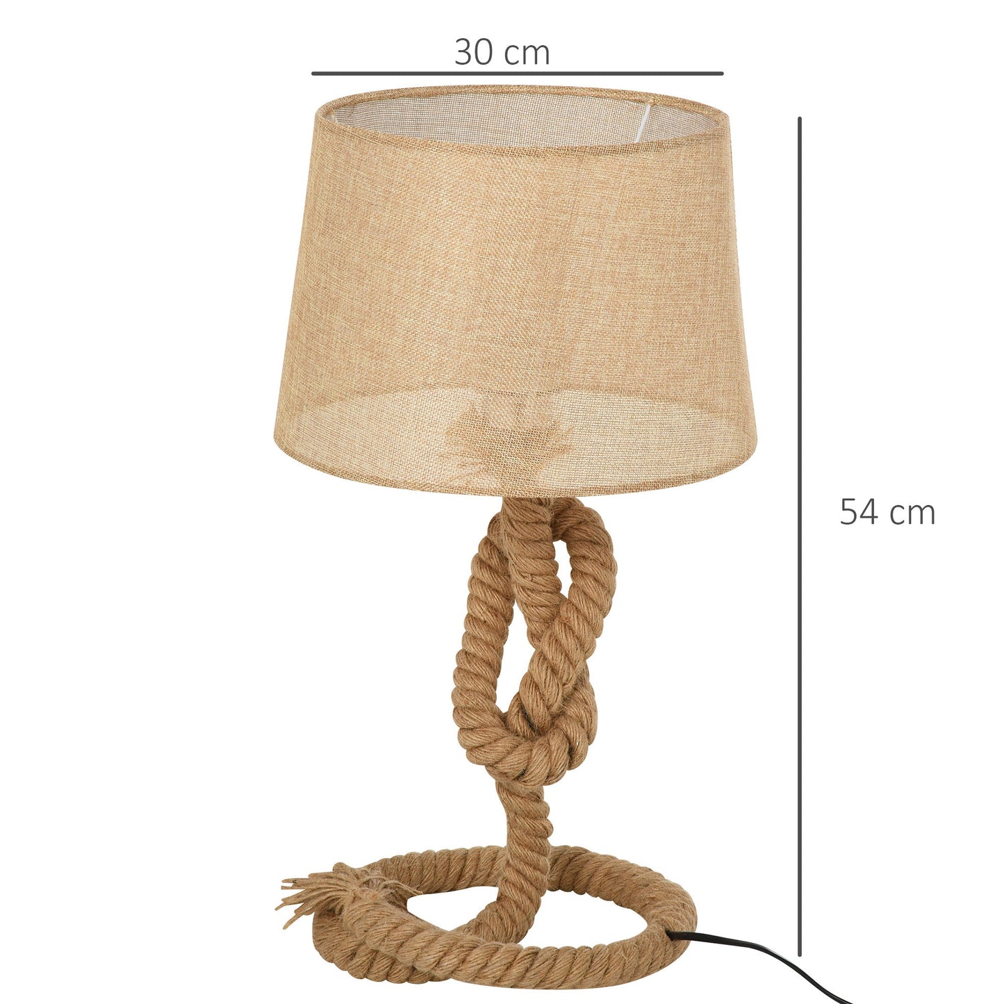 Homcom Nautical Style Table Lamp With Fabric Lampshade Metal Frame Power Switch