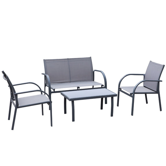 4-Piece Curved Steel Outdoor Furniture Set w/ Loveseat