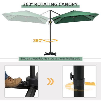 Outsunny Square Umbrella Parasol With360 Rotation 245Lx245Wx248H cm-Green