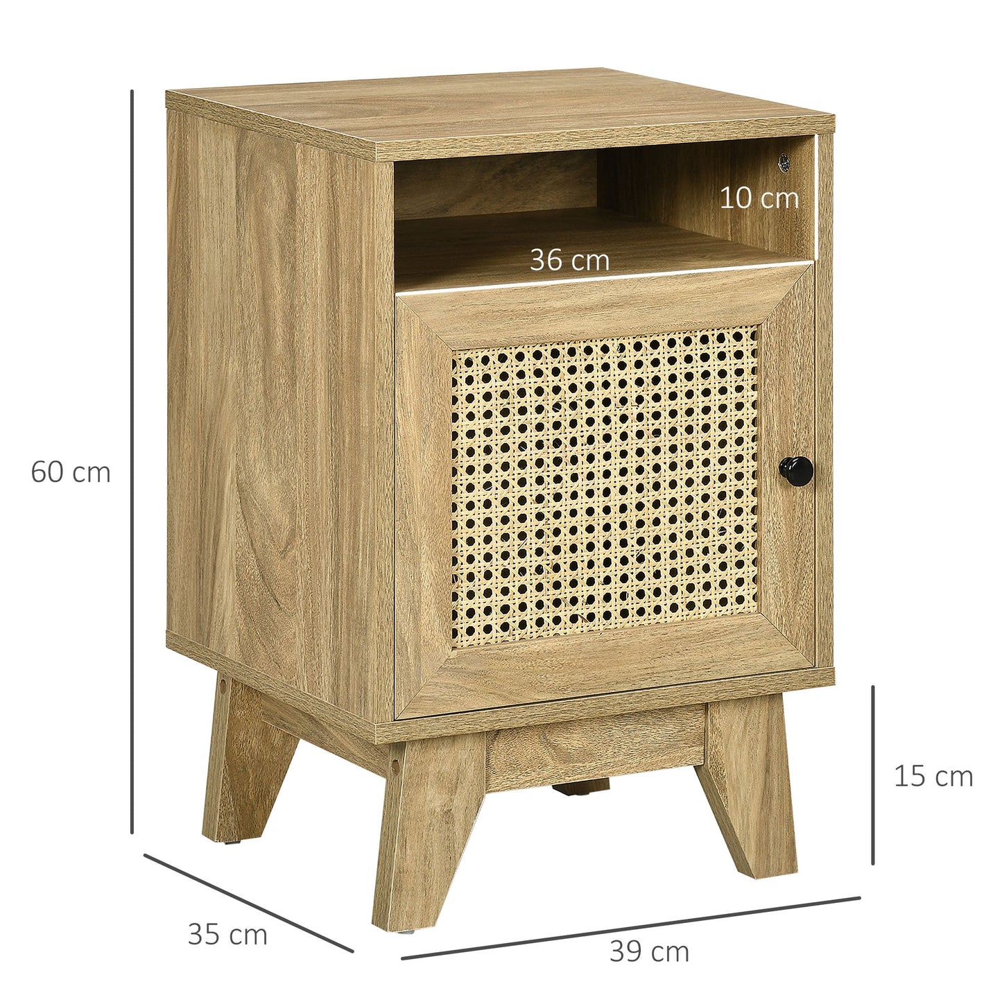 Bedside Table with Rattan Element