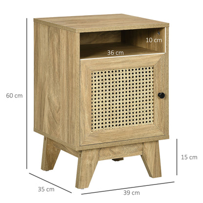 Bedside Table with Rattan Element