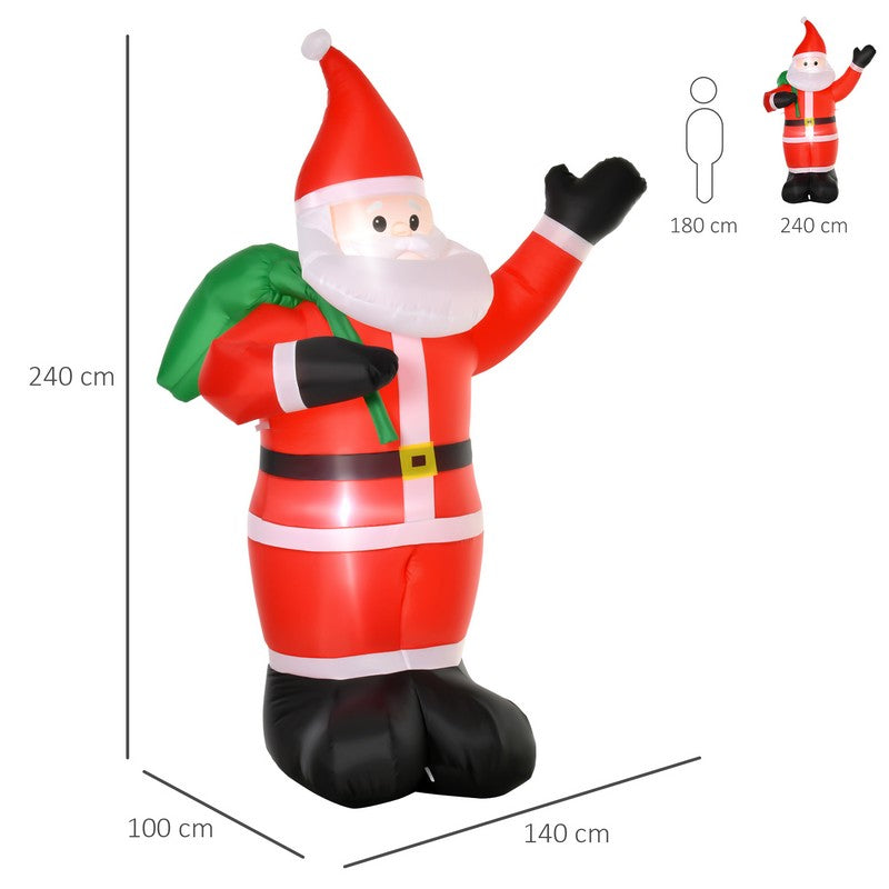 Homcom 2.4m LED Polyester Santa Claus Christmas Inflatable