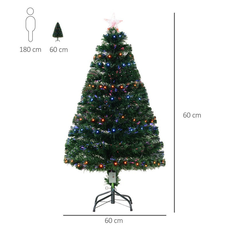 4FT Prelit Artificial Christmas Tree with Multi-Coloured Fiber Optic LED Light