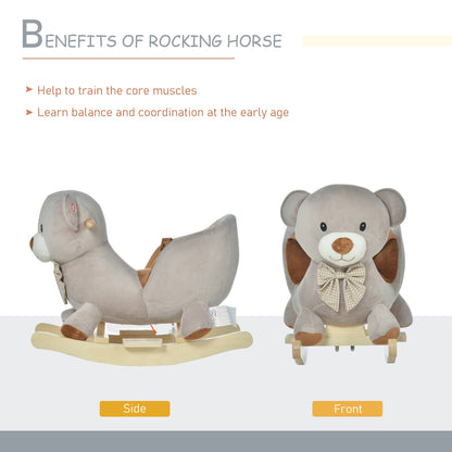 Toddlers Plush Bear Rocking Horse Grey