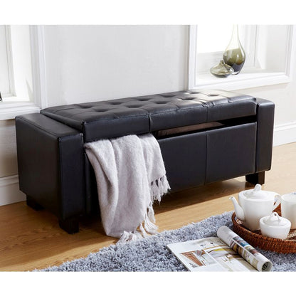 Verona Large Ottoman Faux Leather Black 1 Door