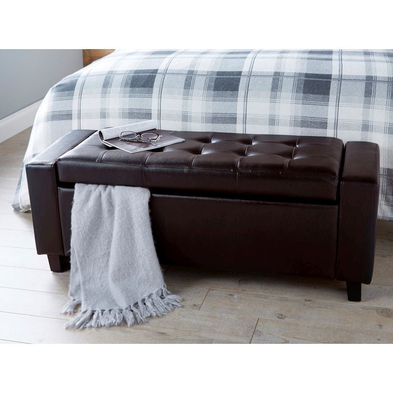 Verona Large Ottoman Faux Leather Brown 1 Door