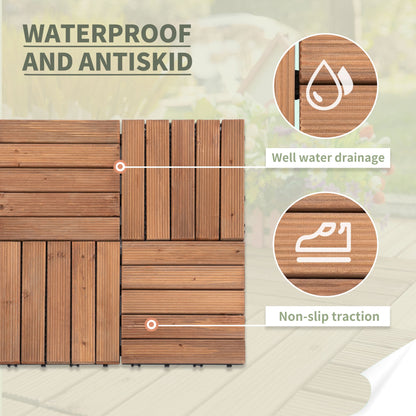 27-Piece Solid Wood Interlocking Decking Tiles For Patio