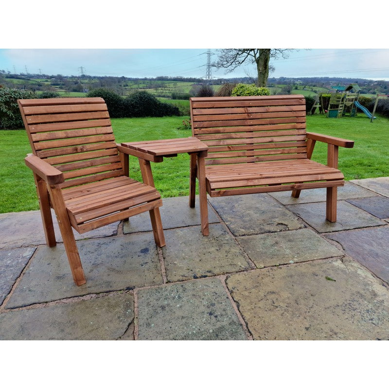 Swedish Redwood Angled Garden Tete a Tete by Churnet Valley - 3 Seats