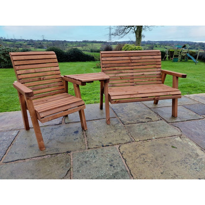 Swedish Redwood Angled Garden Tete a Tete by Churnet Valley - 3 Seats