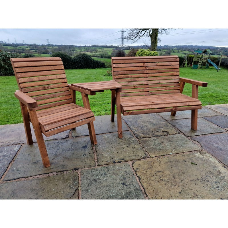 Swedish Redwood Angled Garden Tete a Tete by Churnet Valley - 3 Seats