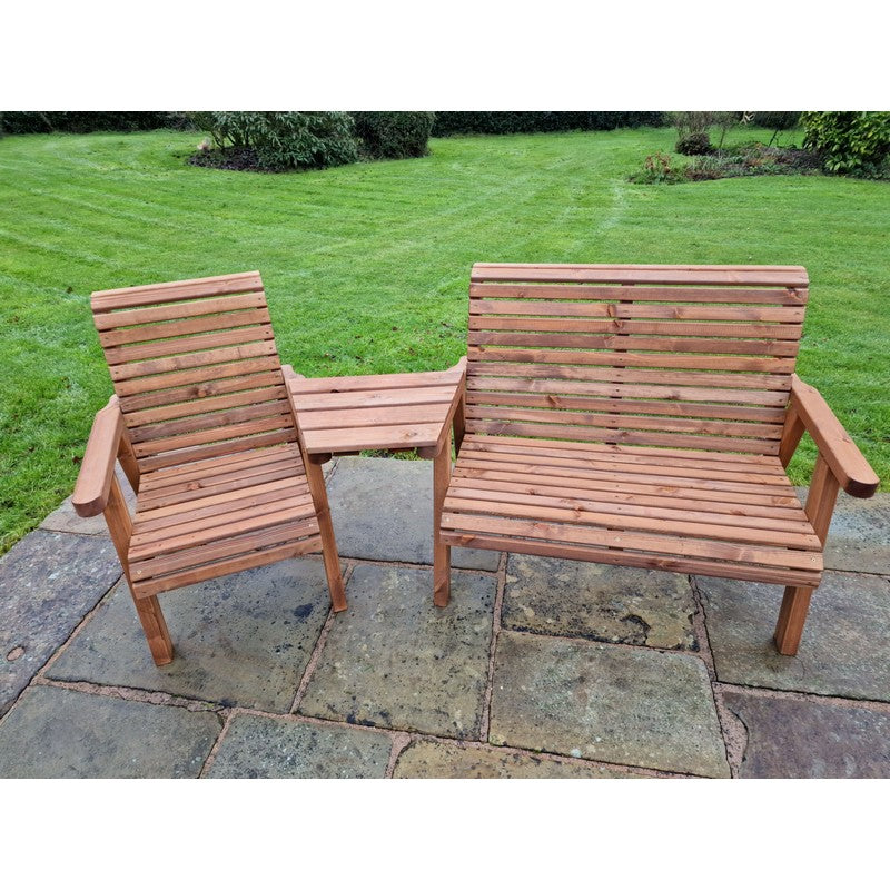 Swedish Redwood Angled Garden Tete a Tete by Churnet Valley - 3 Seats