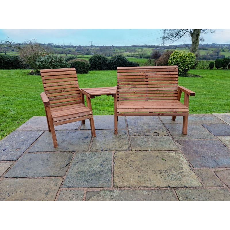 Swedish Redwood Angled Garden Tete a Tete by Churnet Valley - 3 Seats