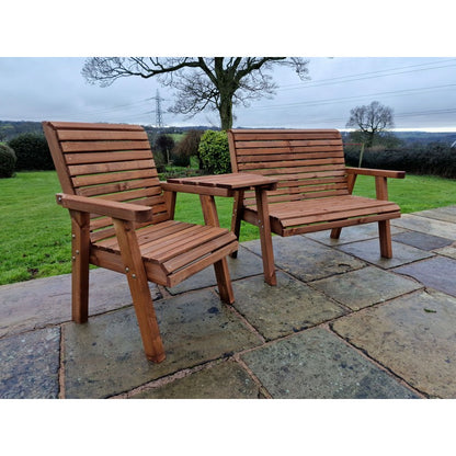 Swedish Redwood Angled Garden Tete a Tete by Churnet Valley - 3 Seats