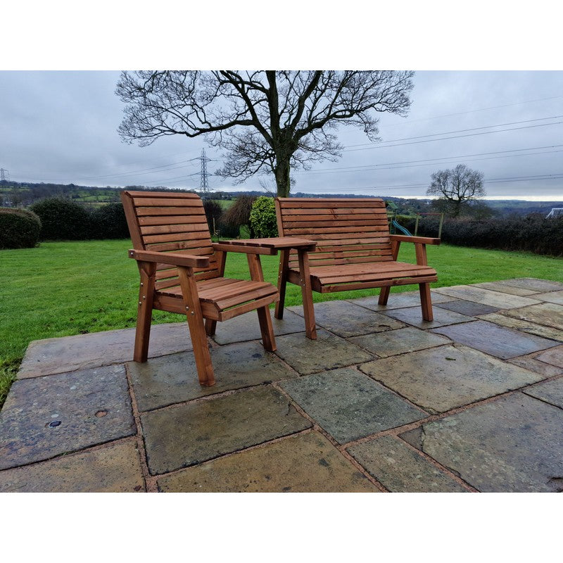 Swedish Redwood Angled Garden Tete a Tete by Churnet Valley - 3 Seats