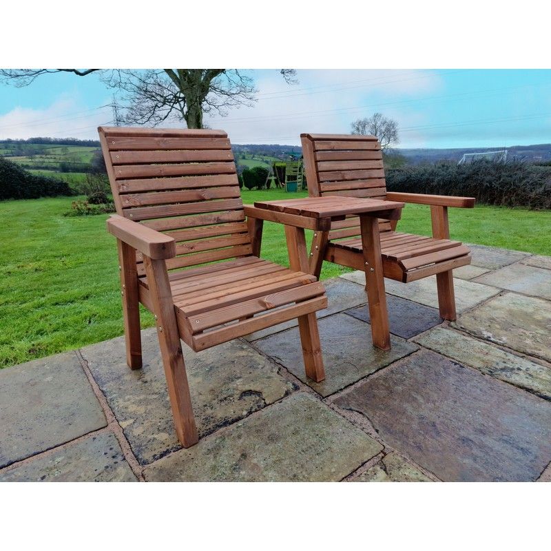 Swedish Redwood Straight Garden Tete a Tete by Churnet Valley - 2 Seats