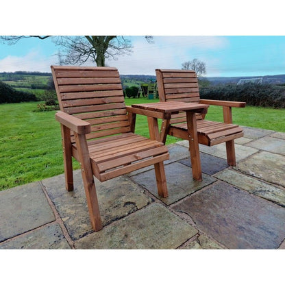 Swedish Redwood Straight Garden Tete a Tete by Churnet Valley - 2 Seats