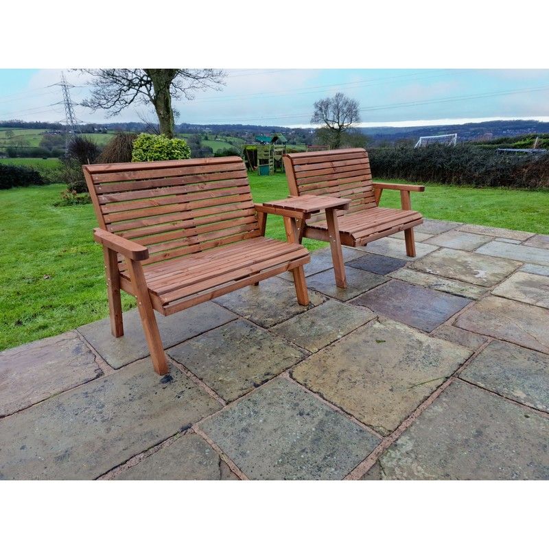 Swedish Redwood Straight Garden Tete a Tete by Churnet Valley - 4 Seat