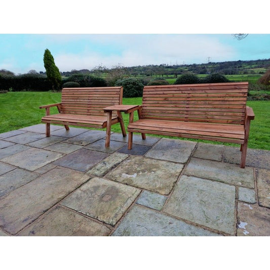 Swedish Redwood Straight Garden Tete a Tete by Churnet Valley - 6 Seats