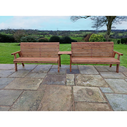 Swedish Redwood Straight Garden Tete a Tete by Churnet Valley - 6 Seats