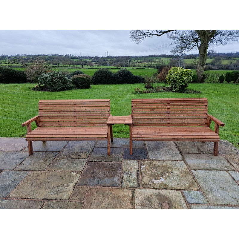 Swedish Redwood Straight Garden Tete a Tete by Churnet Valley - 6 Seats