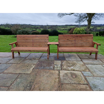 Swedish Redwood Straight Garden Tete a Tete by Churnet Valley - 6 Seats