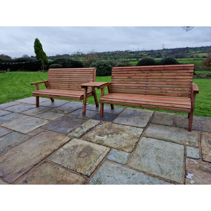 Swedish Redwood Straight Garden Tete a Tete by Churnet Valley - 6 Seats