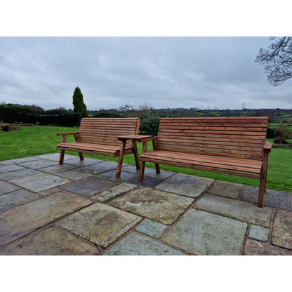 Swedish Redwood Straight Garden Tete a Tete by Churnet Valley - 6 Seats