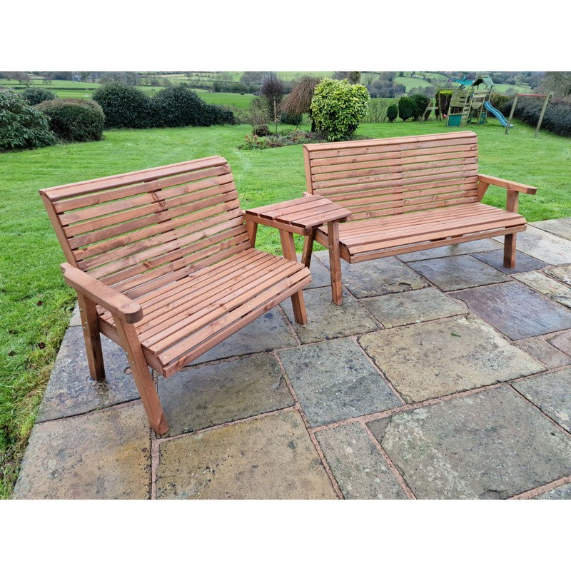 Swedish Redwood Angled Garden Tete a Tete by Croft - 5 Seat