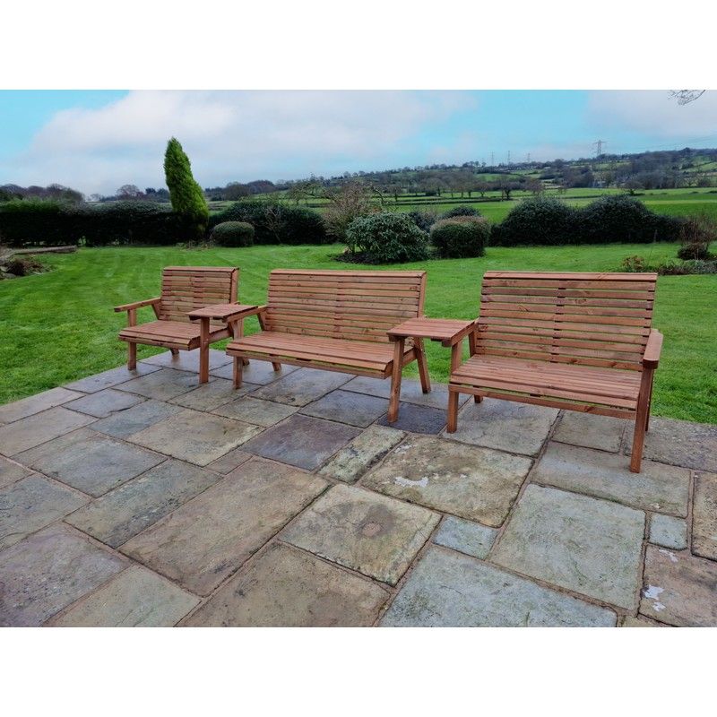 Swedish Redwood Straight Garden Tete a Tete by Churnet Valley - 7 Seats